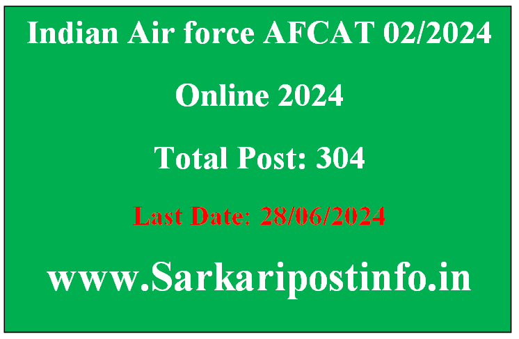 Indian Air force AFCAT 02/2024 Online 2024