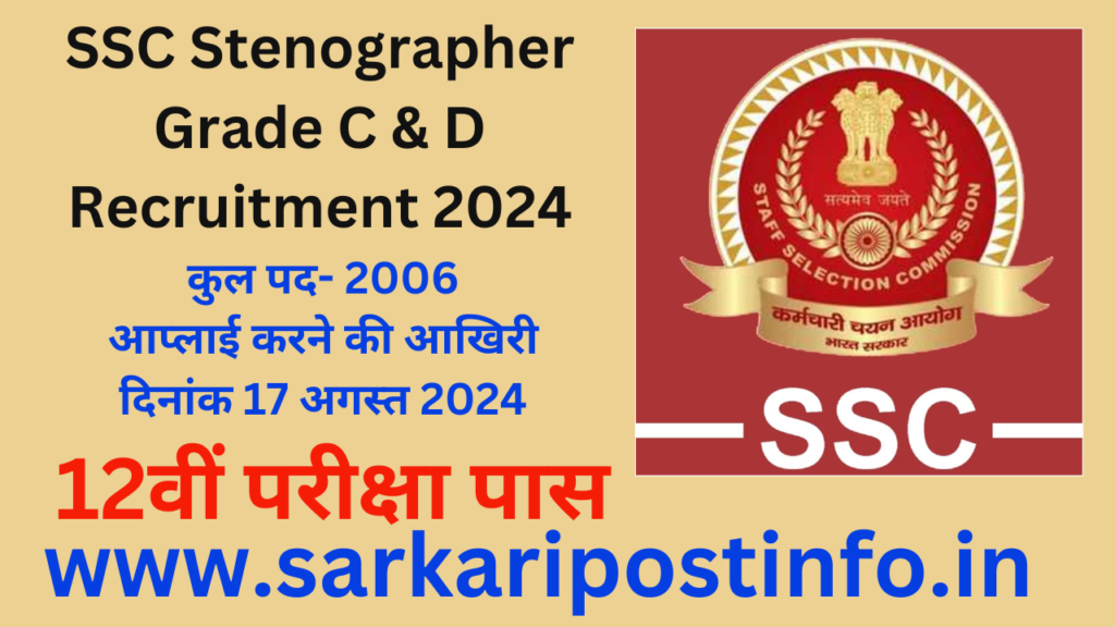 SSC Stenographer Grade C & D Recruitment 2024