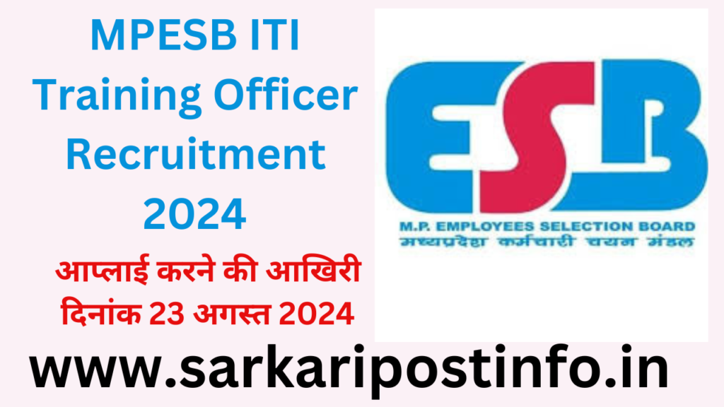 MPESB ITI Training Officer Recruitment 2024