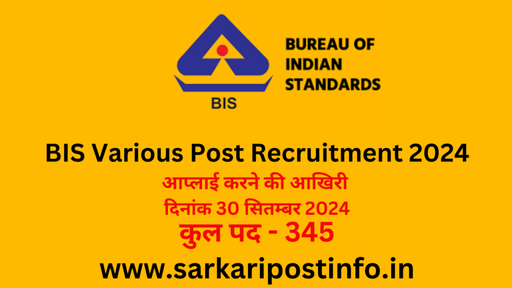 BIS Various Post Recruitment 2024