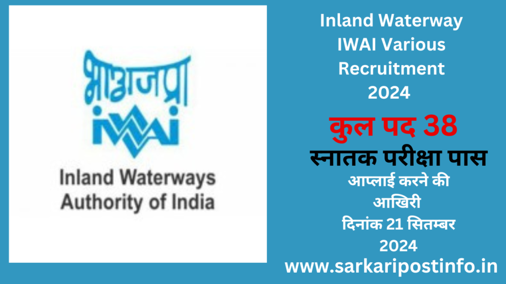 Inland Waterway IWAI Various Recruitment 2024 