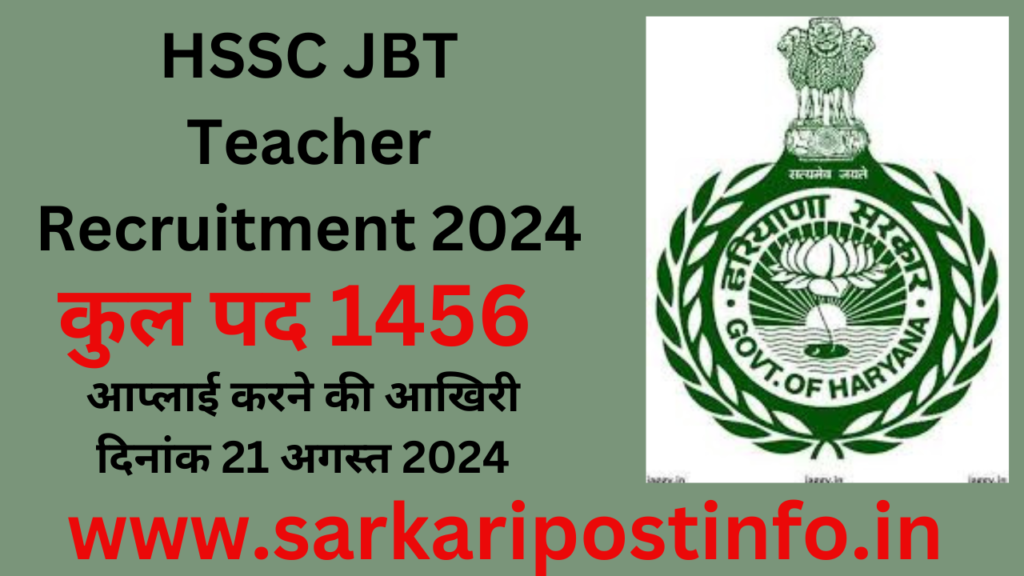 HSSC JBT Teacher Recruitment 2024