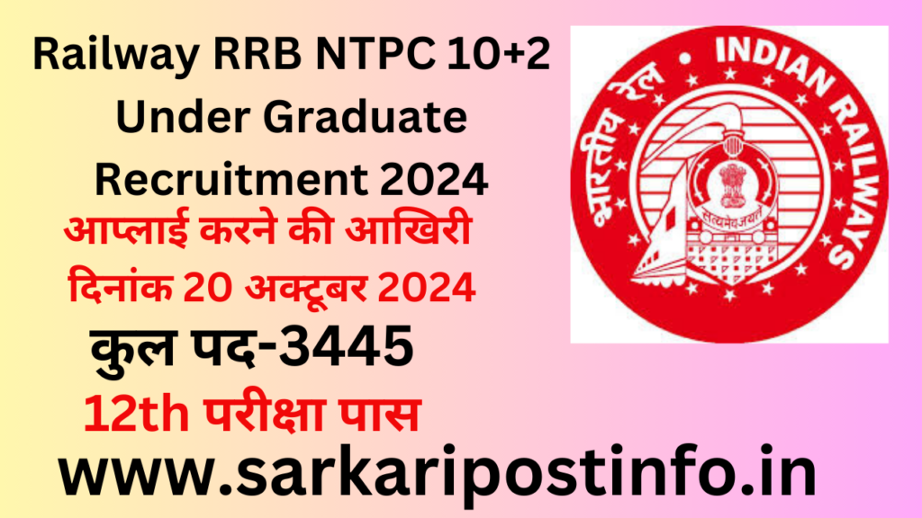 Railway RRB NTPC 10+2 Under Graduate Recruitment 2024