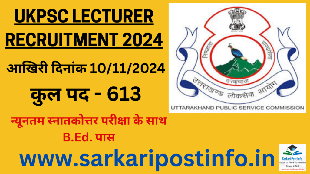 UKPSC Lecturer Recruitment 2024