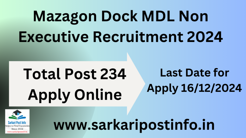 Mazagon Dock MDL Non Executive Recruitment 2024