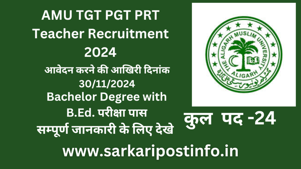 AMU TGT PGT PRT Teacher Recruitment 2024