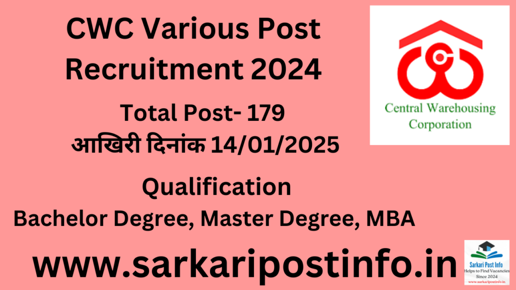 CWC Various Post Recruitment 2024