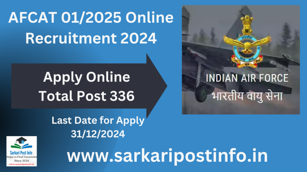 AFCAT 01/2025 Online Recruitment 2024