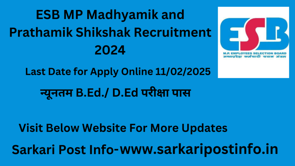 ESB MP Madhyamik and Prathamik Shikshak Recruitment 2024