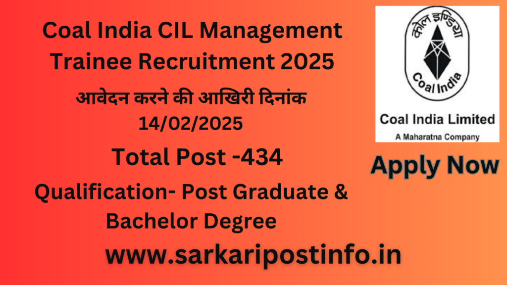 Coal India CIL Management Trainee Recruitment 2025