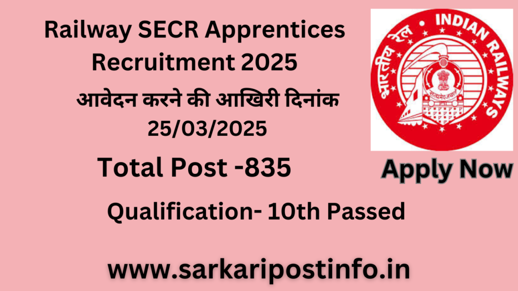 Railway SECR Apprentices Recruitment 2025