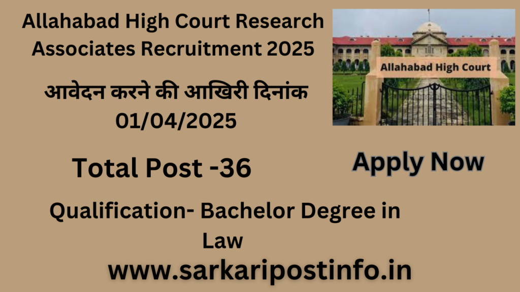 Allahabad High Court Research Associates Recruitment 2025