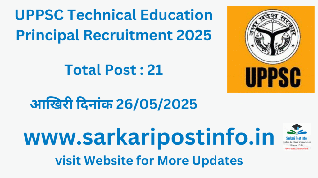 UPPSC Technical Education Principal Recruitment 2025