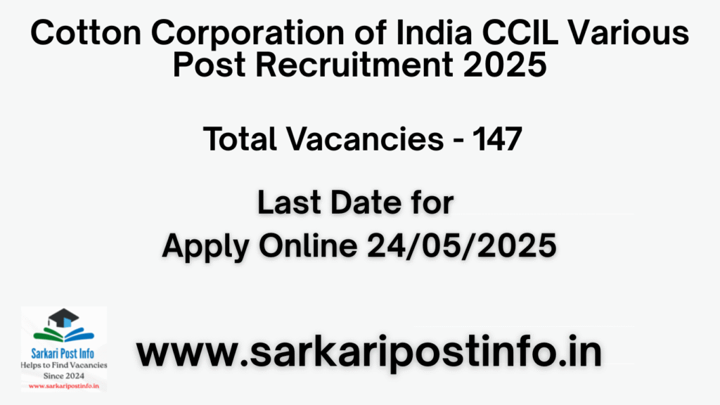 Cotton Corporation of India CCIL Various Post Recruitment 2025
