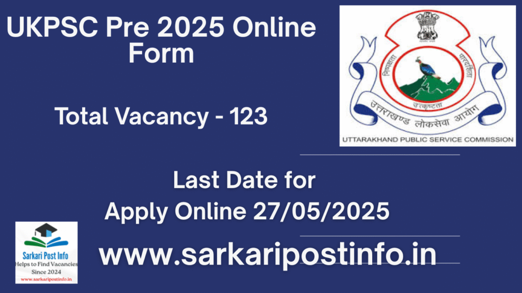 UKPSC Pre 2025 Online Form