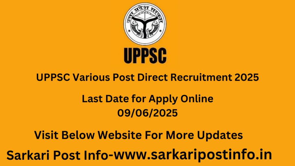 UPPSC Various Post Direct Recruitment 2025