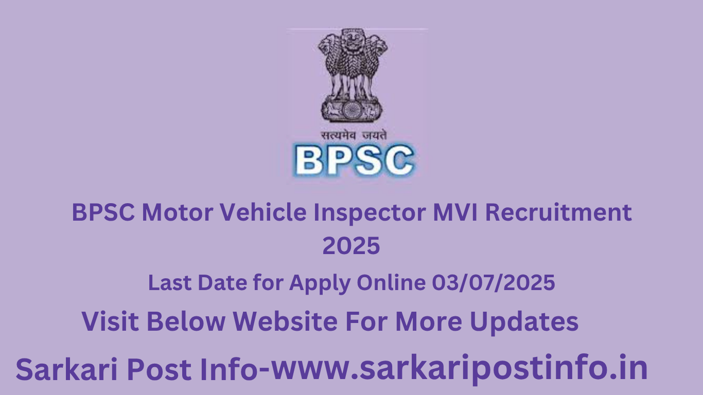 BPSC Motor Vehicle Inspector MVI Recruitment 2025