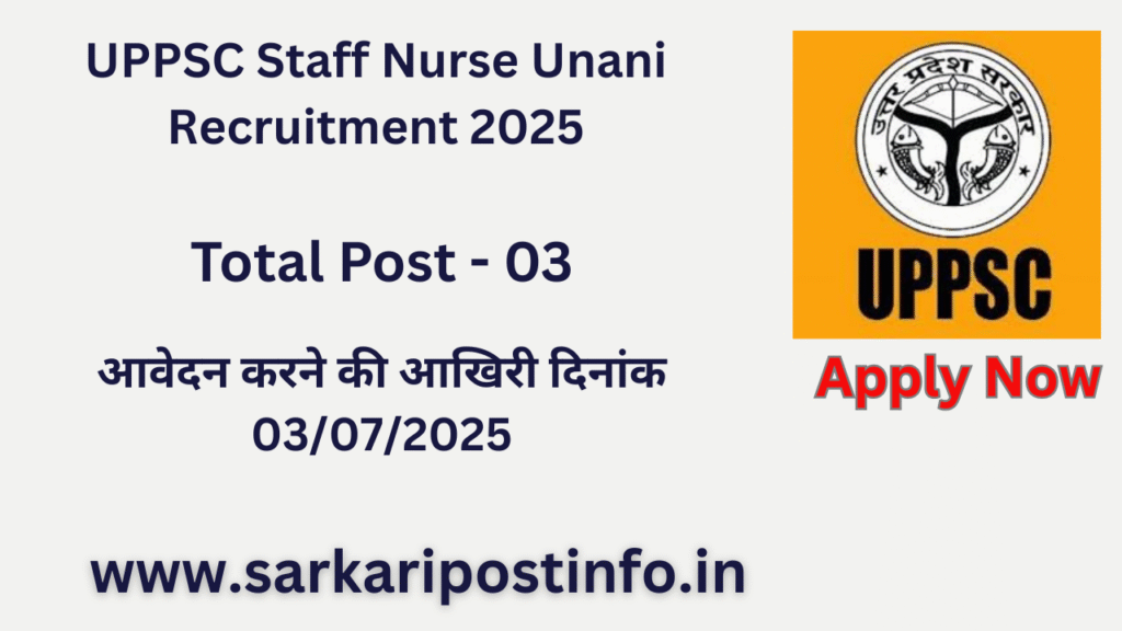 UPPSC Staff Nurse Unani Recruitment 2025