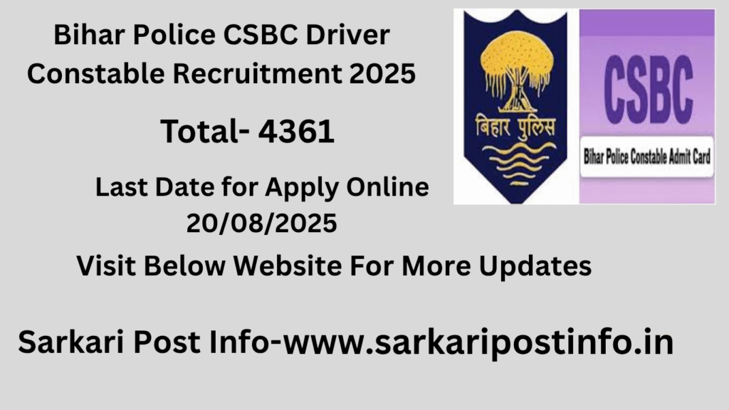 Bihar Police CSBC Driver Constable Recruitment