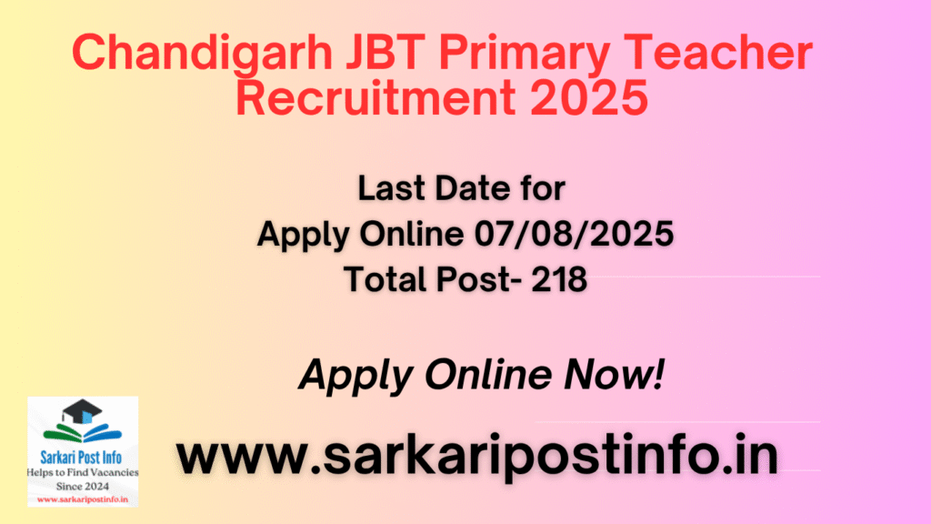 Chandigarh JBT Primary Teacher Recruitment 2025