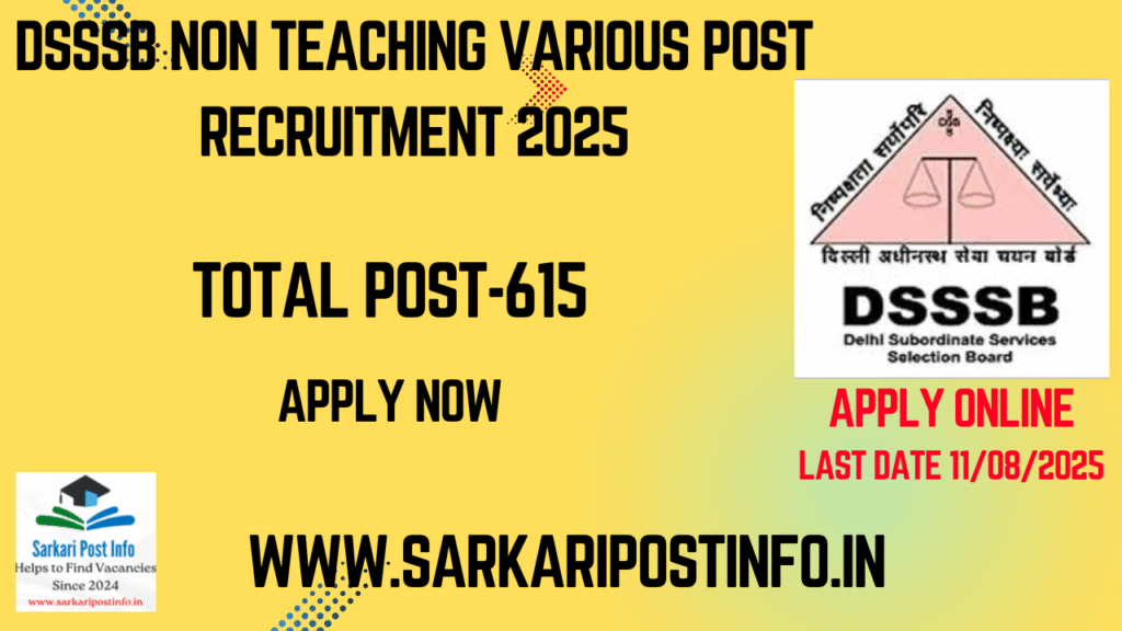 DSSSB Non Teaching Various Post Recruitment 2025