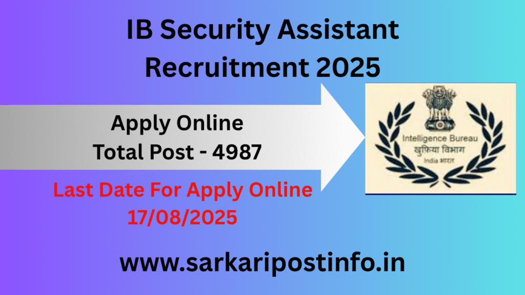 IB Security Assistant Recruitment 2025