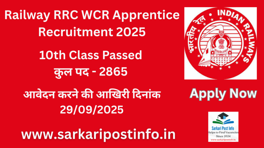 Railway RRC WCR Apprentice Recruitment 2025
