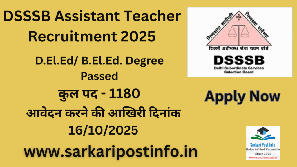 DSSSB Assistant Teacher Recruitment 2025