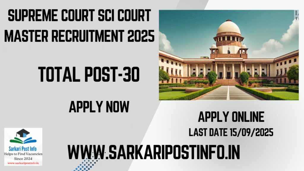 Supreme Court SCI Court Master Recruitment 2025
